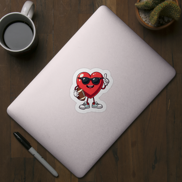 Football Valentines Day Design Boys Valentines Heart Kids Men by ArtistTee ⭐⭐⭐⭐⭐